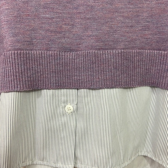 NWOT Foil Sweater Wool Blend Purple Layered Shirt S Oversized Old Money Preppy - Picture 3 of 11